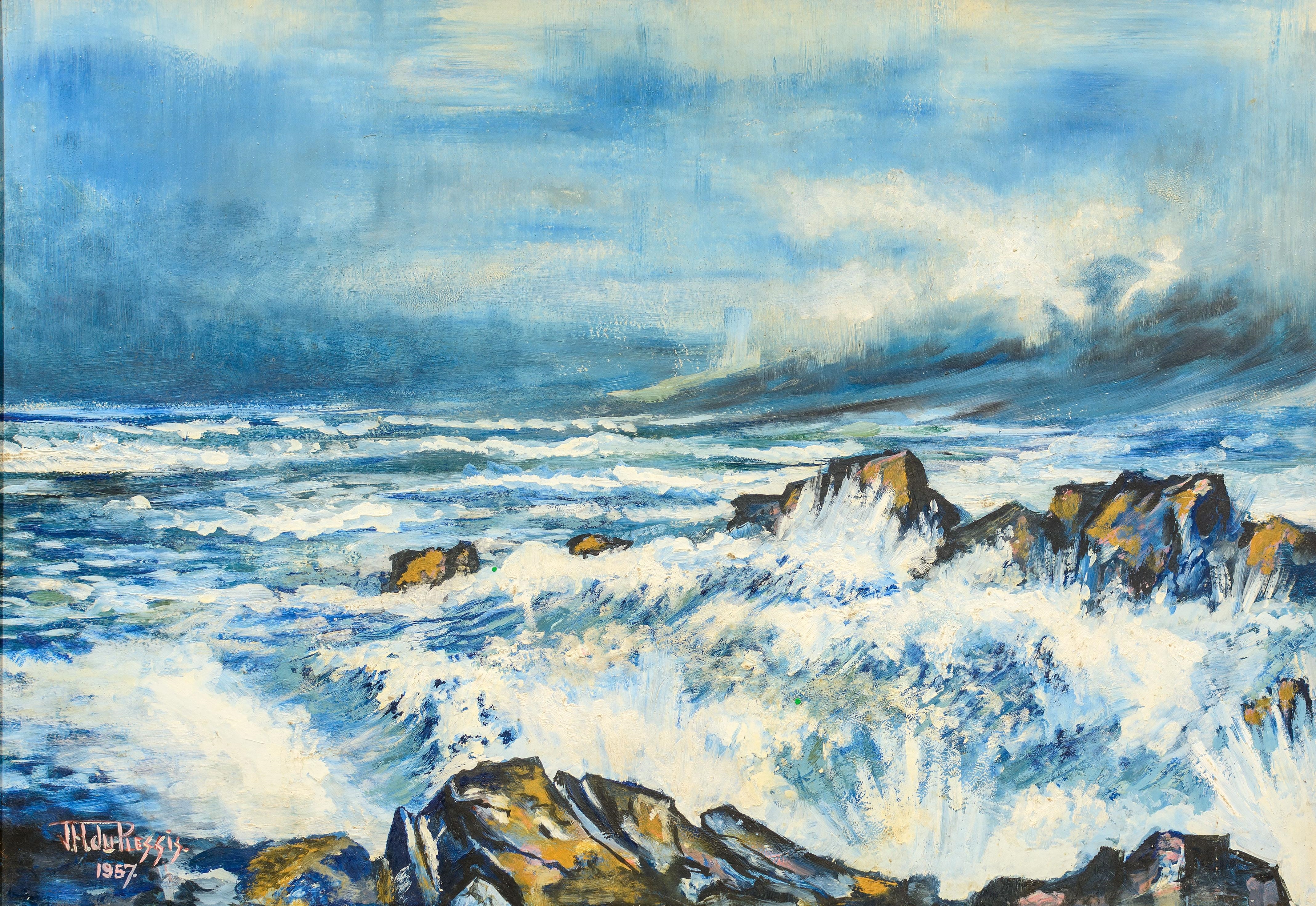 Artwork by J.H. du Plessis, Seascape, Made of Oil