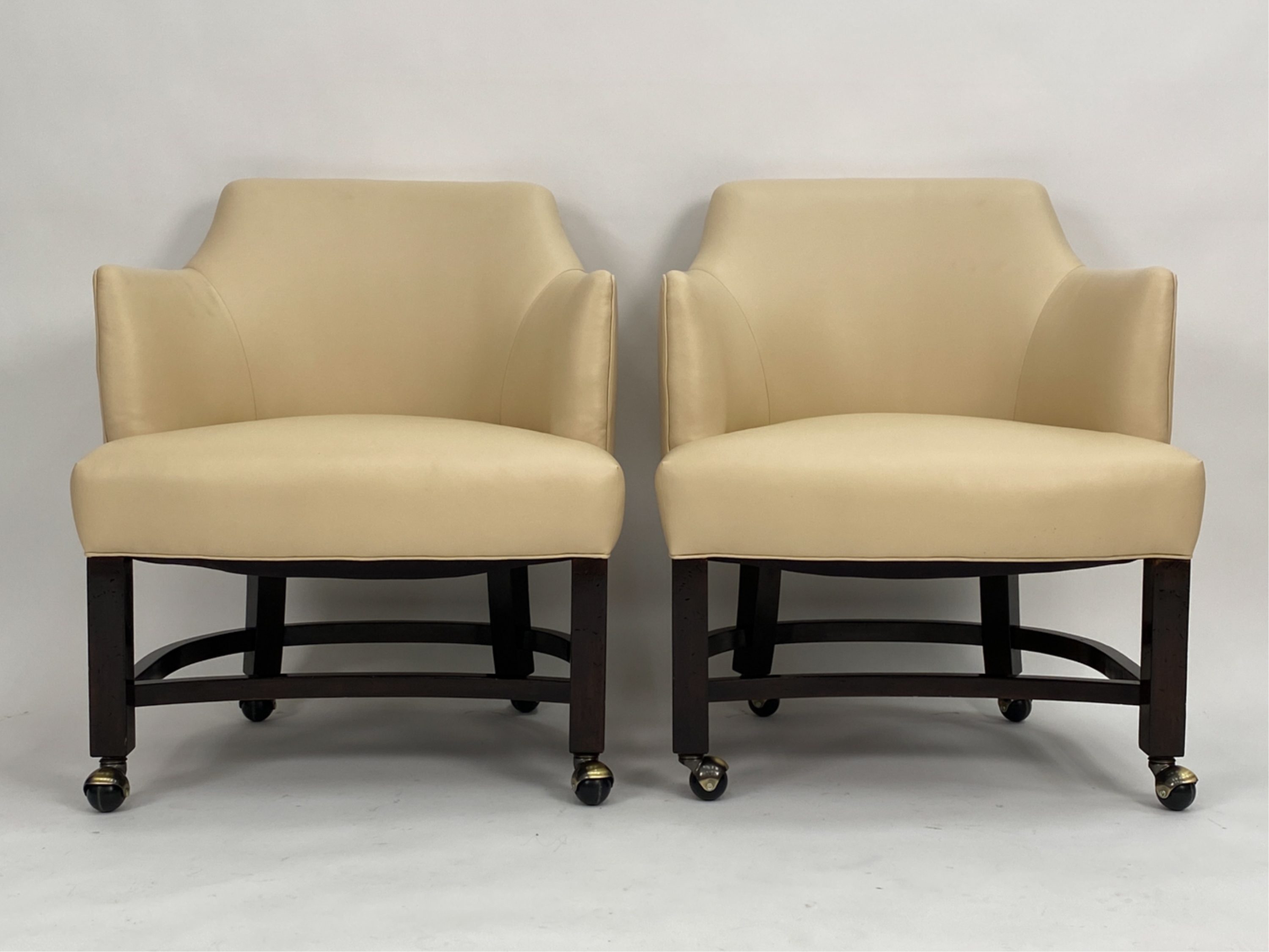 Holly Hunt | (6)HOLLY HUNT STYLE LEATHER ROLLING DINING CHAIRS | MutualArt