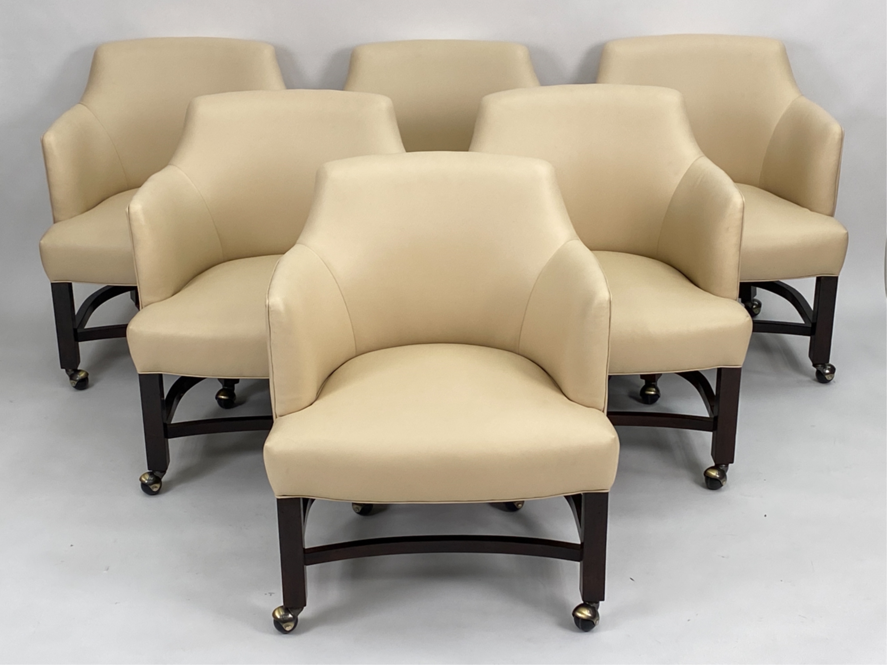 Holly Hunt (6)HOLLY HUNT STYLE LEATHER ROLLING DINING CHAIRS MutualArt