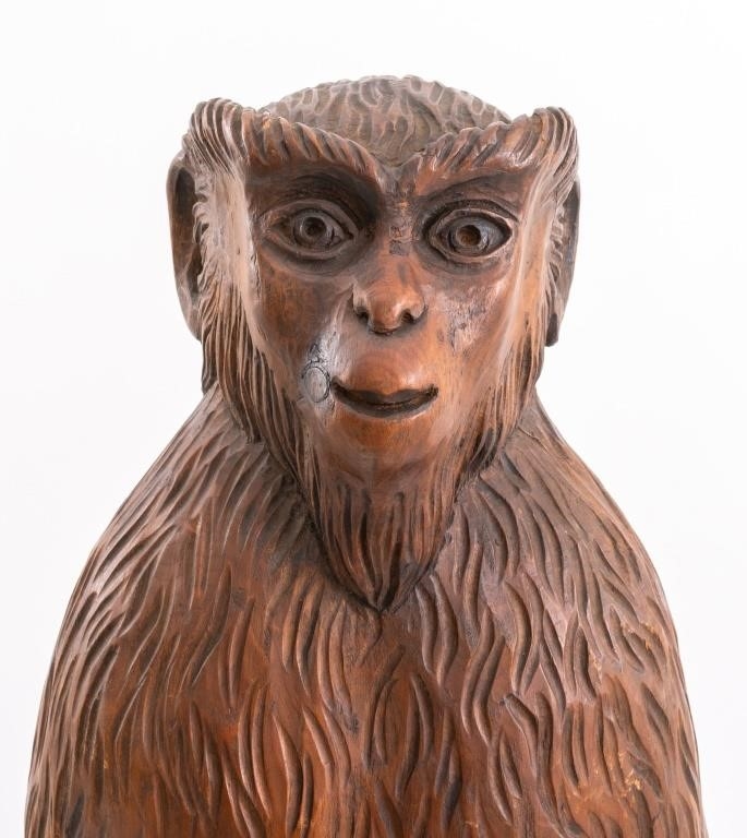 Italian School, 20th Century | Italian Standing Monkey Carved Wood ...