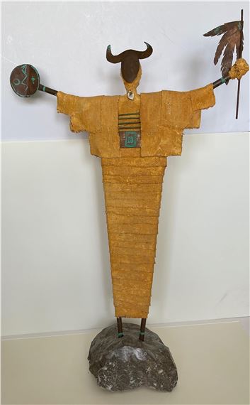 Native Indian Tribal Shaman 38" Statue - J. Gutierrez