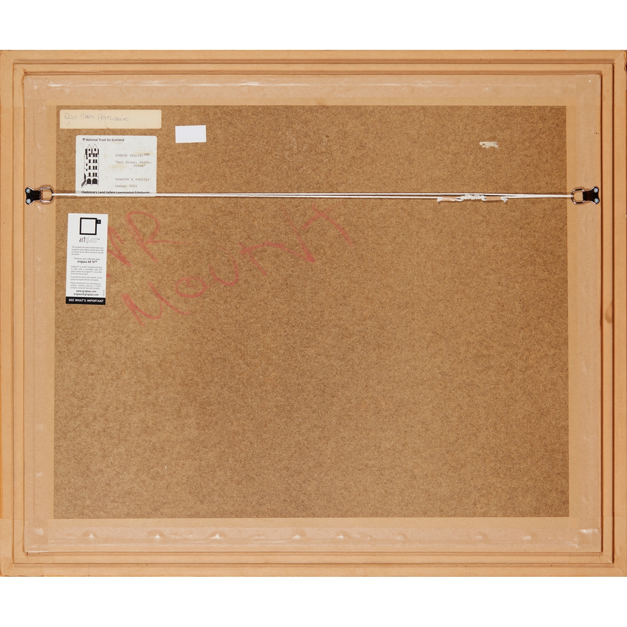 Artwork by Gordon Wyllie, RED SKIES, PERTHSHIRE - 1986, Made of acrylic and gouache