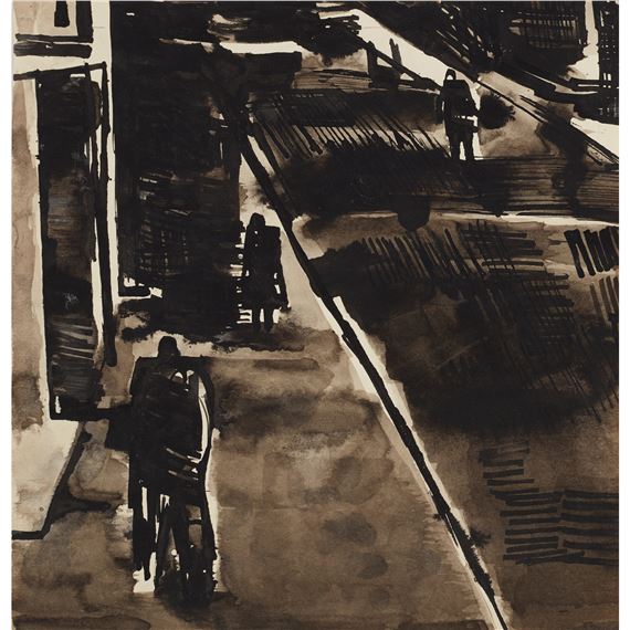 FIGURES IN THE STREET by Josef Herman