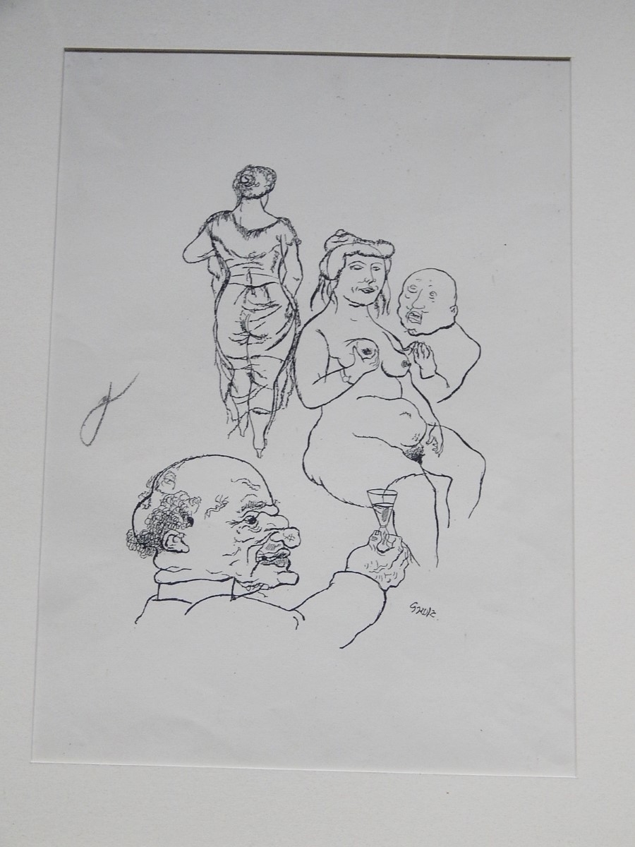 Artwork by George Grosz, "Prosit der Gemütlichkeit", Made of lithograph