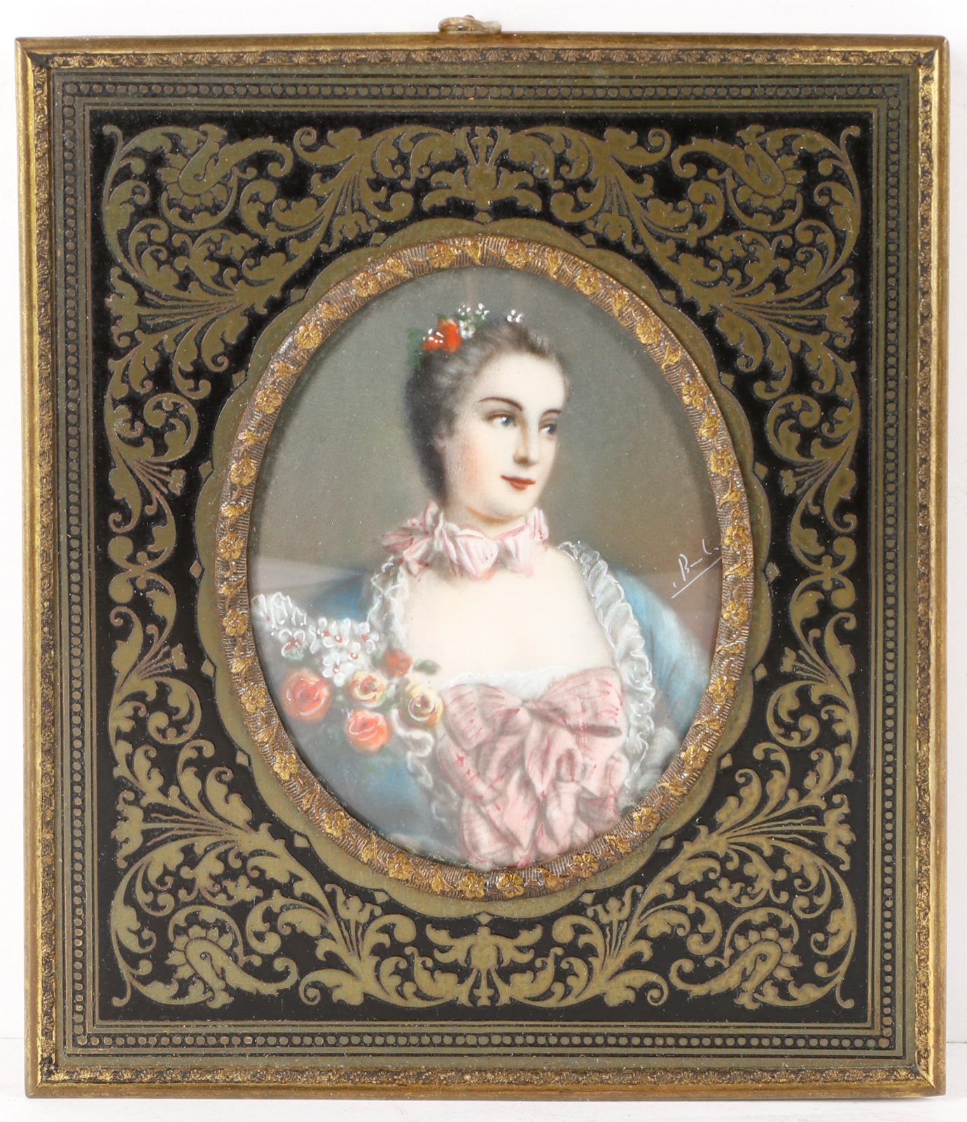 Artwork by Mary Stuart, Collection of 4 Miniature Portraits, 19th C., Made of red bound
