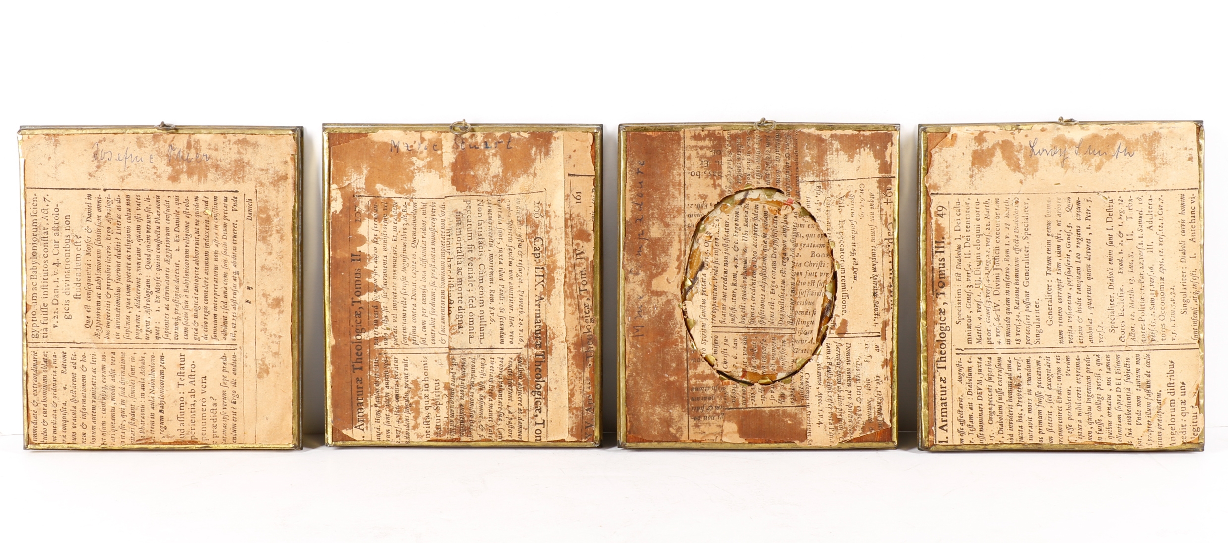 Artwork by Mary Stuart, Collection of 4 Miniature Portraits, 19th C., Made of red bound