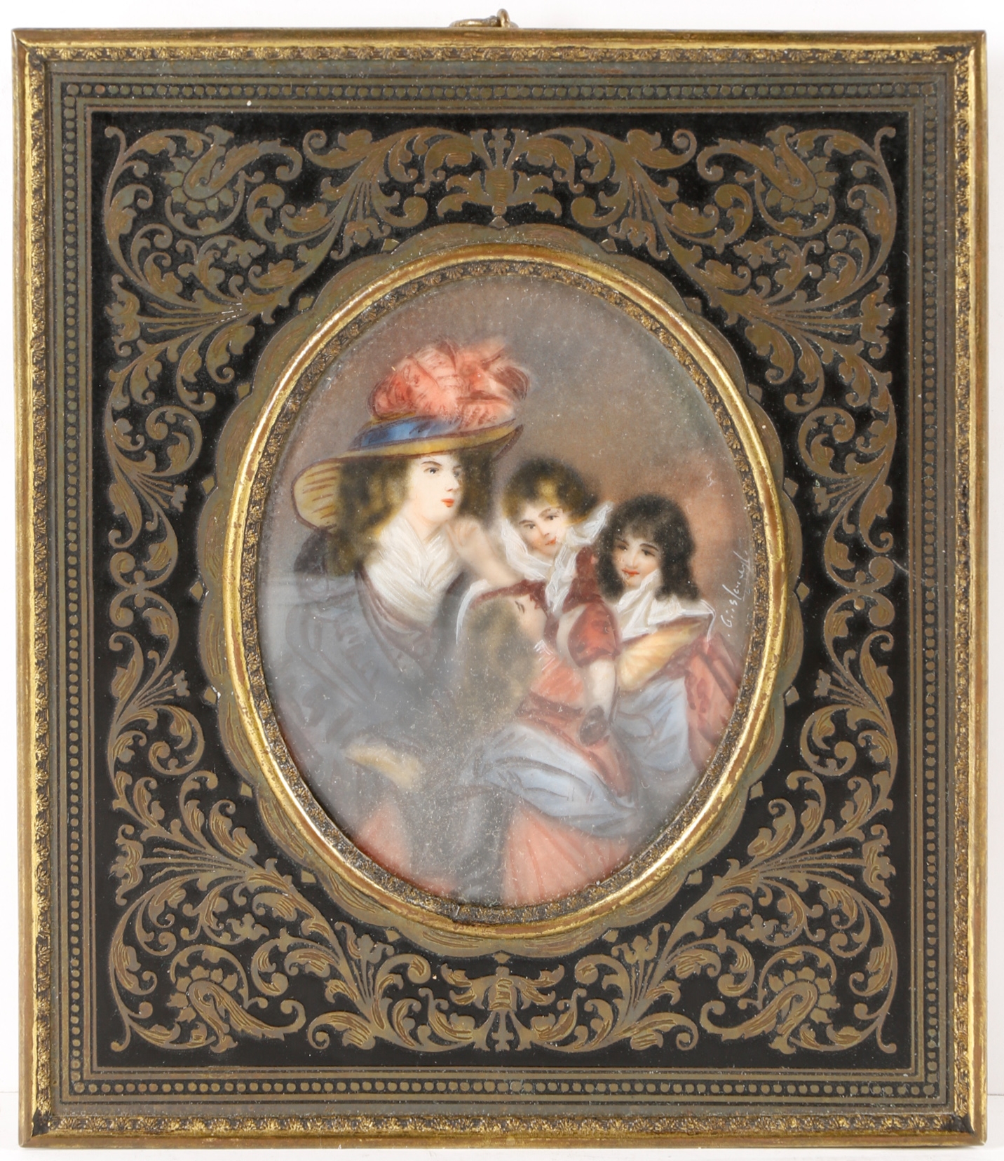 Artwork by Mary Stuart, Collection of 4 Miniature Portraits, 19th C., Made of red bound