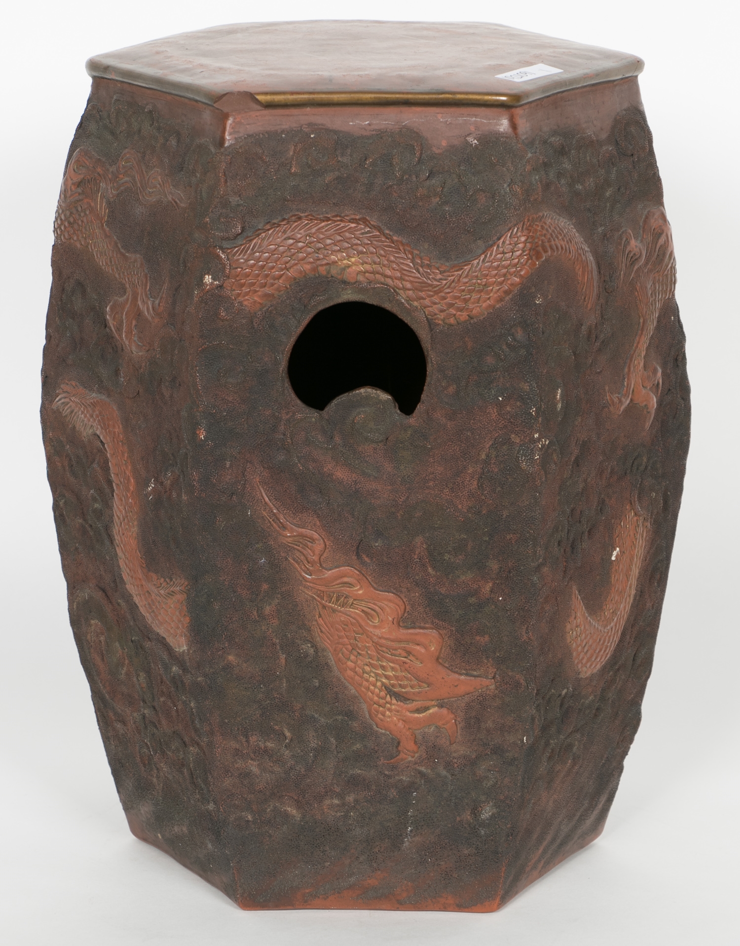 Lifetime Japanese Pottery Garden Seat with Dragon MutualArt