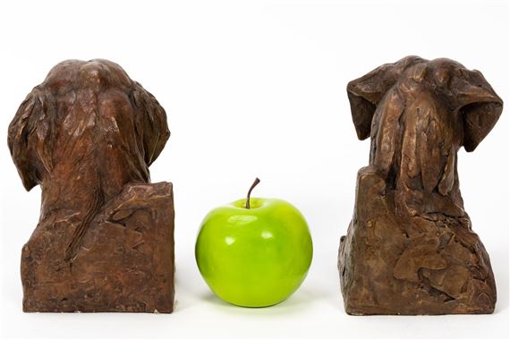 Walter Matteia bronze dogs bookends marked limited edition