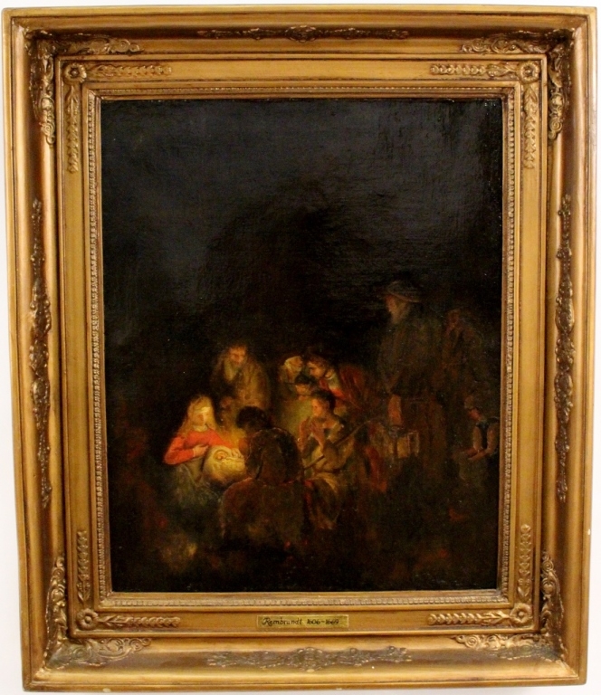 After Rembrandt "Adoration of the Shepherds" Oil by Rembrandt van Rijn, 1993