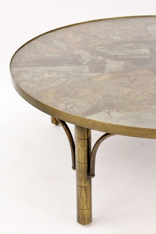 Artwork by Philip LaVerne, LaVerne Bronze Round "Chan" Coffee Table, Made of patinated bronze metal
