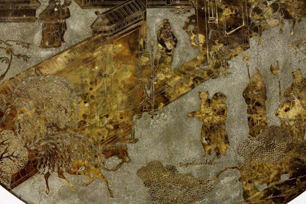 Artwork by Philip LaVerne, LaVerne Bronze Round "Chan" Coffee Table, Made of patinated bronze metal