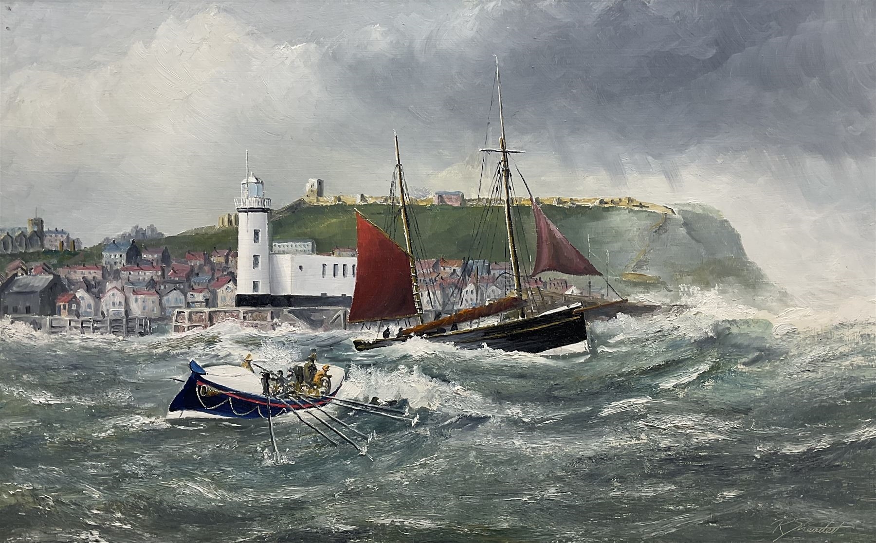 Robert Sheader | Scarborough Lifeboat at Day with Castle View | MutualArt