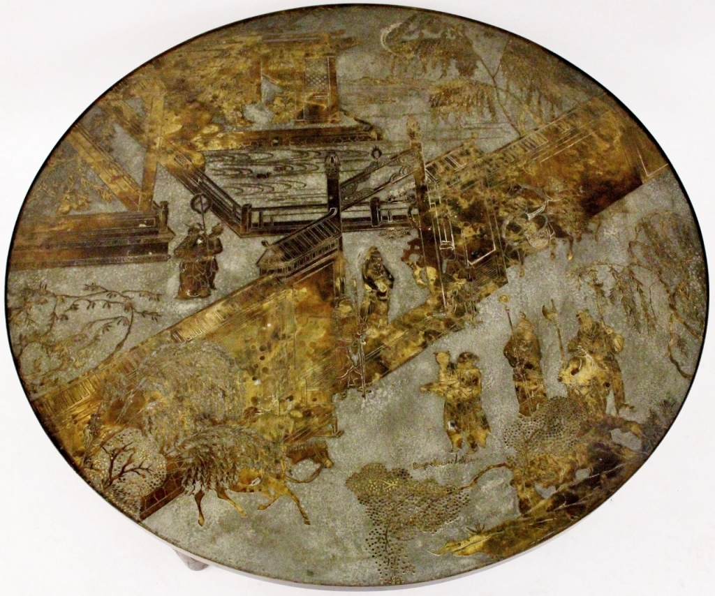 Artwork by Philip LaVerne, LaVerne Bronze Round "Chan" Coffee Table, Made of patinated bronze metal