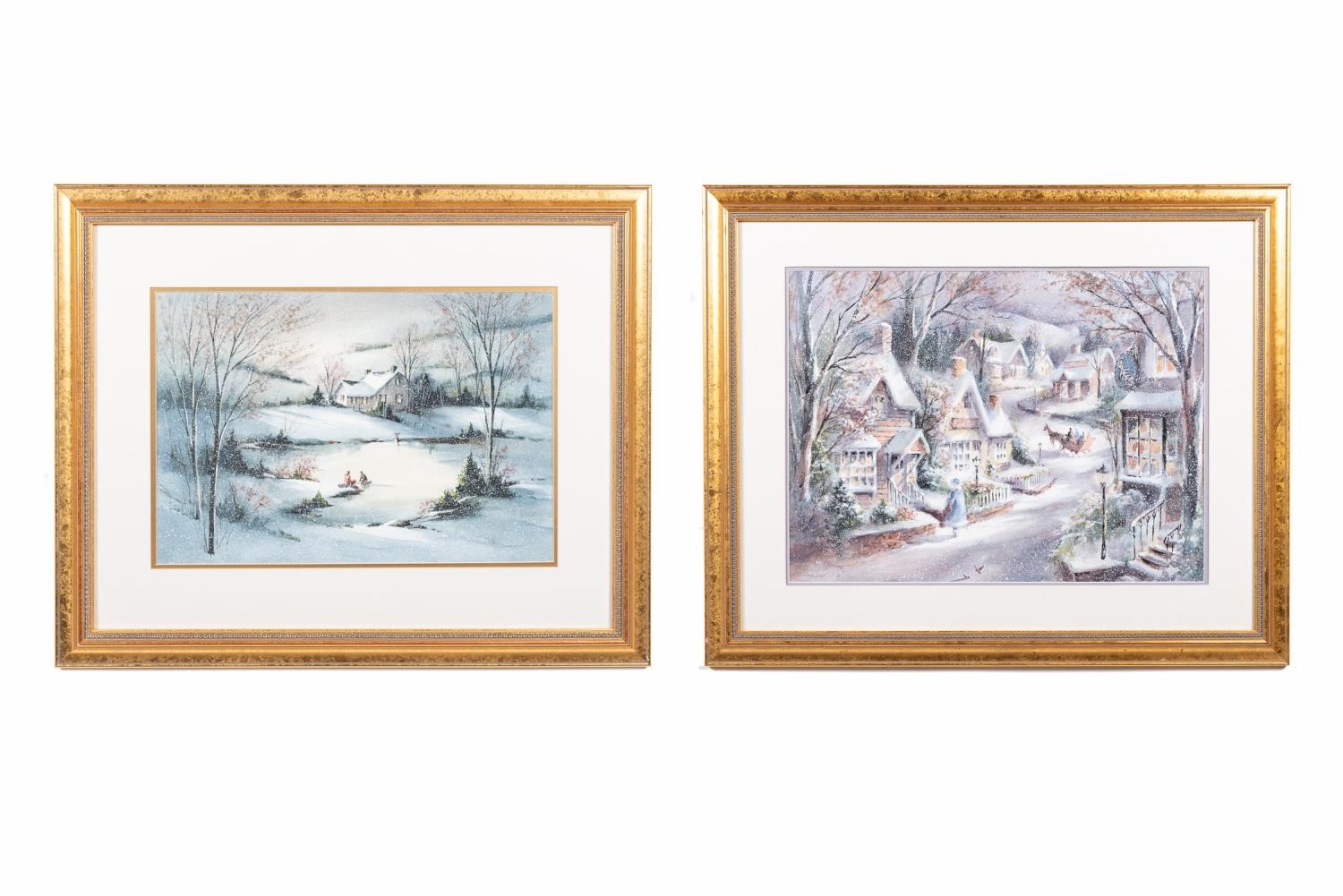 Bjorkland Bjorkland, 2 Watercolors, Winter Scenes