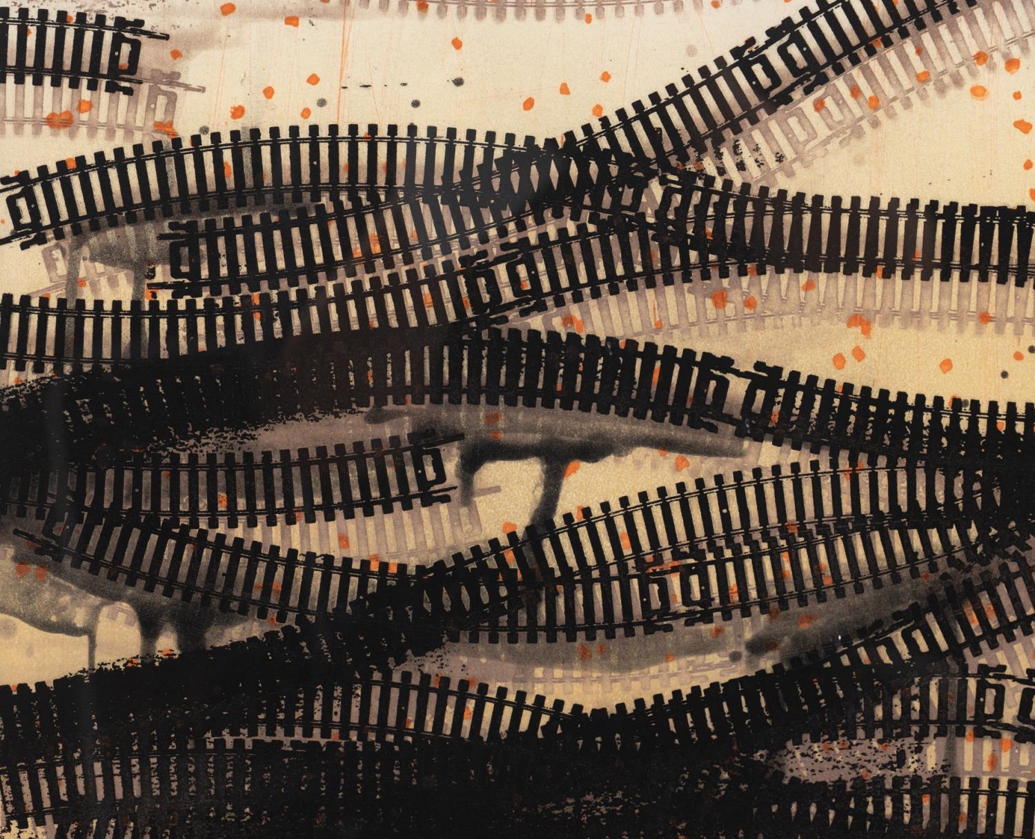 Artwork by Deborah Oropallo, DEBORAH OROPALLO, "RAILING" ETCHING, 1998, Made of ETCHING, 1998, Deborah Oropallo (American, b  1954   )  "Railing"  1998, etching on paper