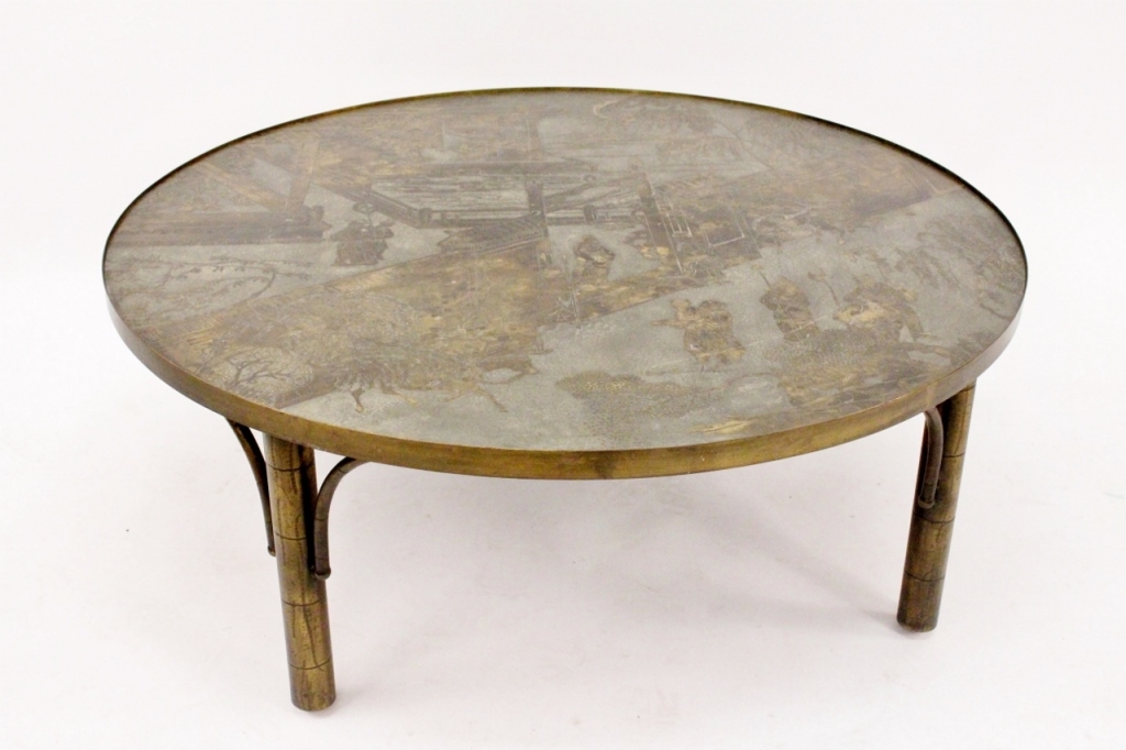 Artwork by Philip LaVerne, LaVerne Bronze Round "Chan" Coffee Table, Made of patinated bronze metal