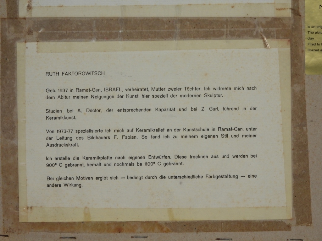 Artwork by Ruth Faktorowicz, 2PC Ruth Faktor MCM Ceramic Plaques, Made of Ceramic