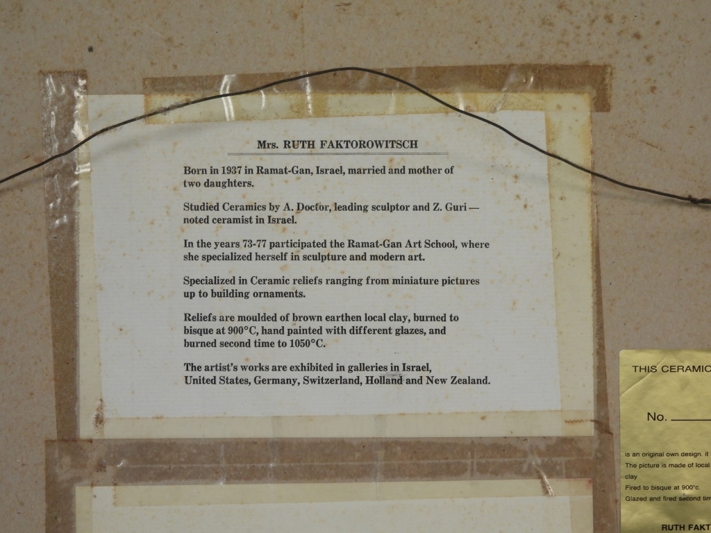 Artwork by Ruth Faktorowicz, 2PC Ruth Faktor MCM Ceramic Plaques, Made of Ceramic