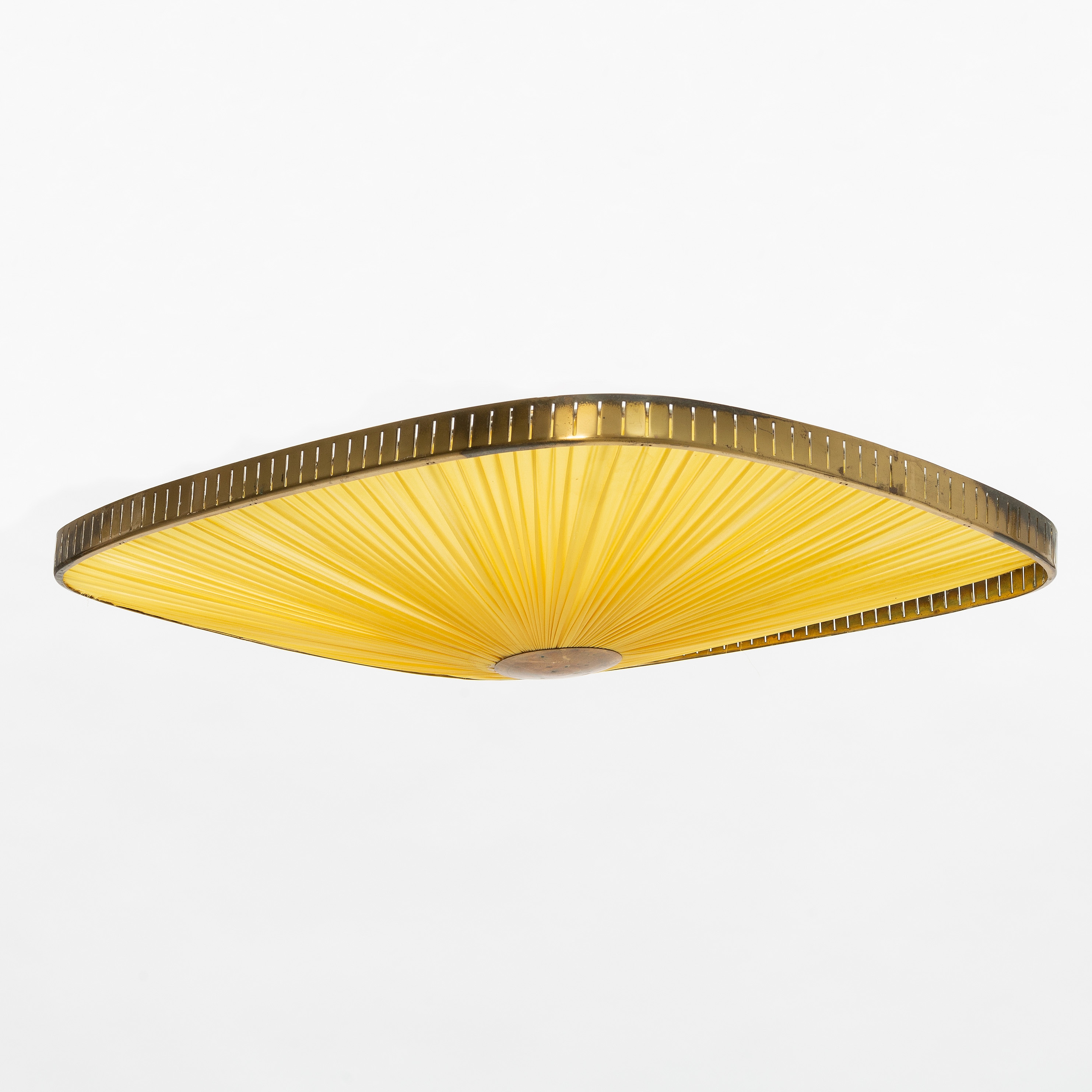 Artwork by Harald Notini, Harald Notini, a model '11858' a ceiling lamp, Arvid Böhlmarks Lampfabrik, 1950's., Made of Brass and textile