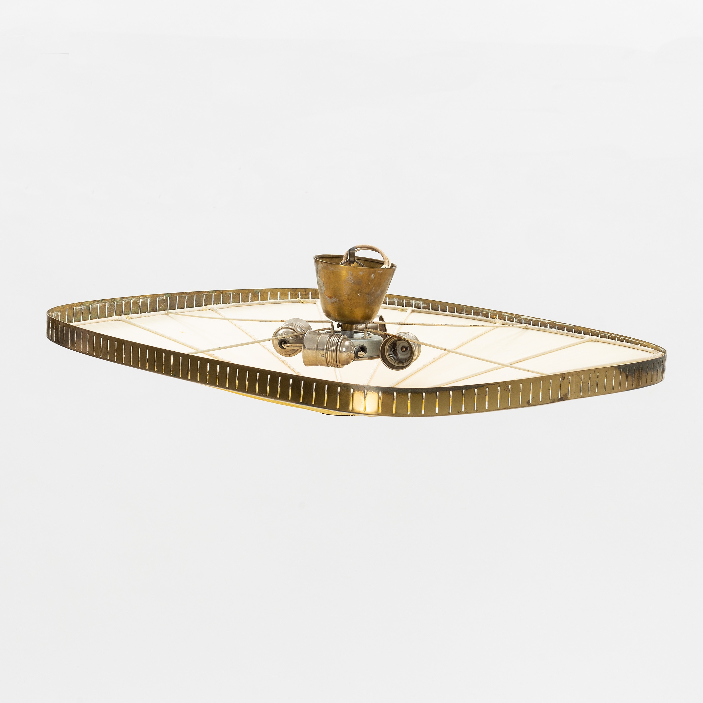 Artwork by Harald Notini, Harald Notini, a model '11858' a ceiling lamp, Arvid Böhlmarks Lampfabrik, 1950's., Made of Brass and textile