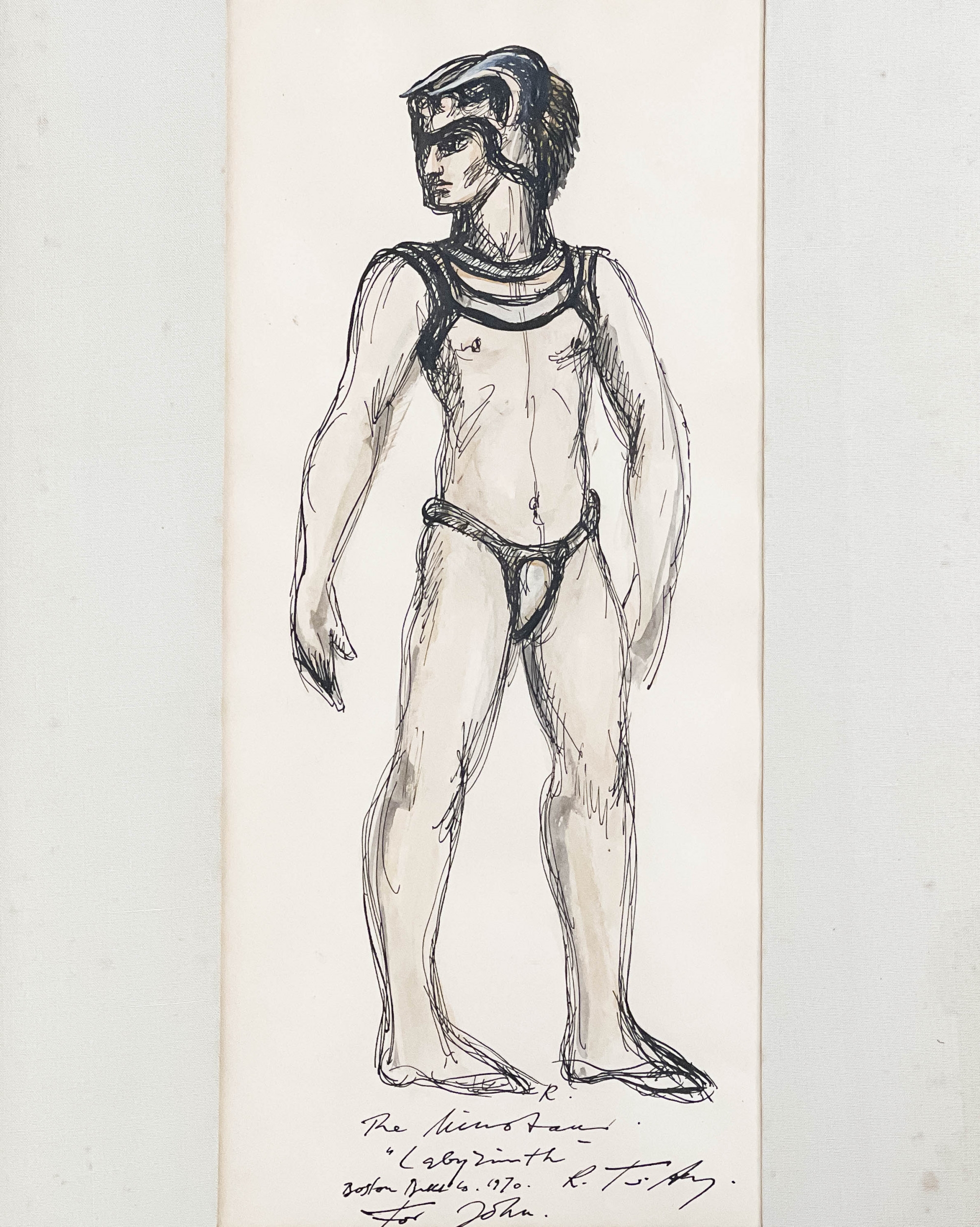 Artwork by Rouben Ter-Arutunian, Costume Design for the Minotaur in "Labyrinth", Made of ink on paper