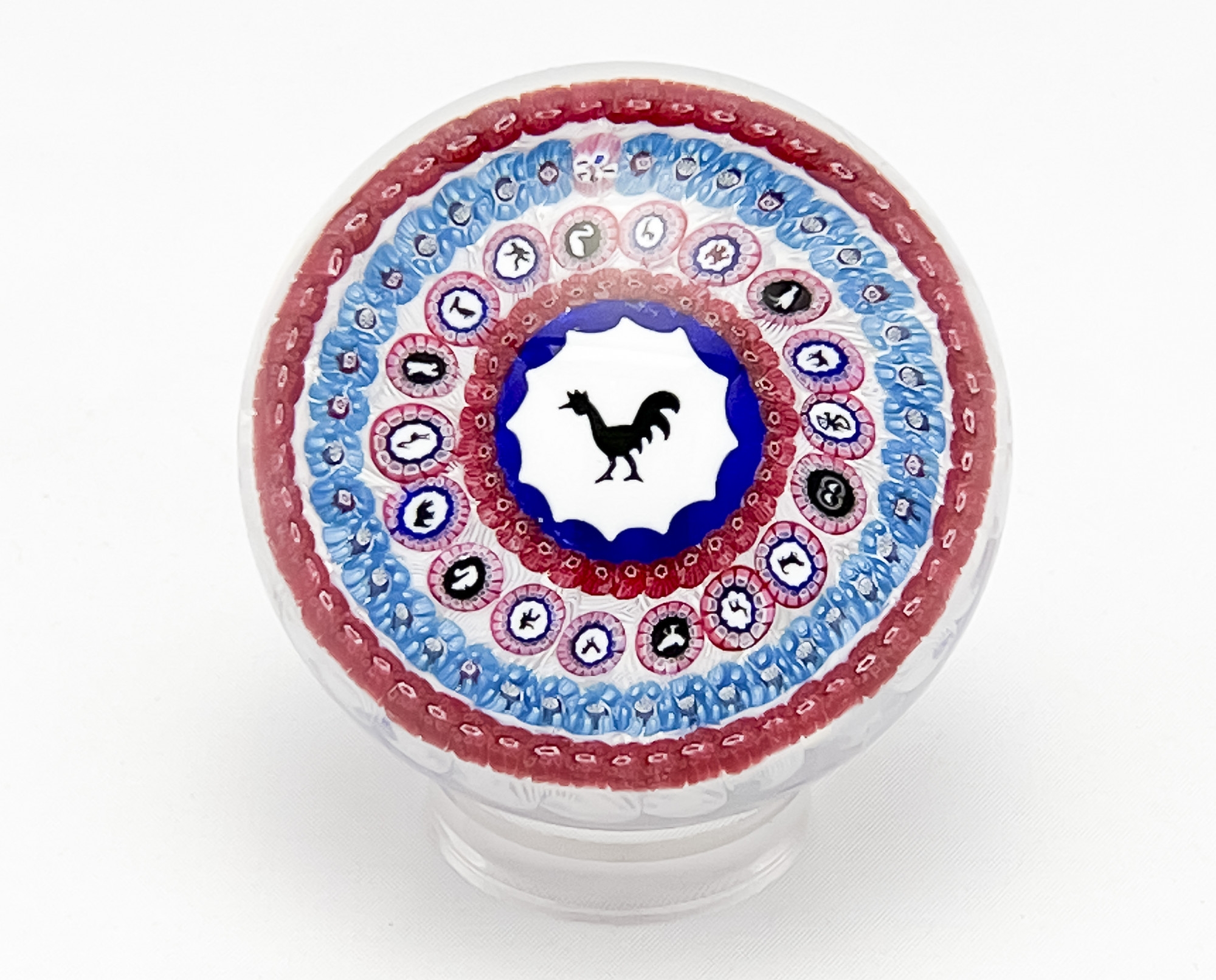 Unknown | Gridel Rooster and Concentric Millefiori Paperweight (1971 ...