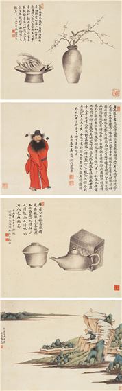 Qing offering of landscapes and double excavations facing the screen by Ma Jiatong