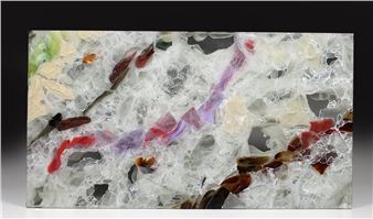 David Ruth colored glass coffee table; as is condition - David Ruth