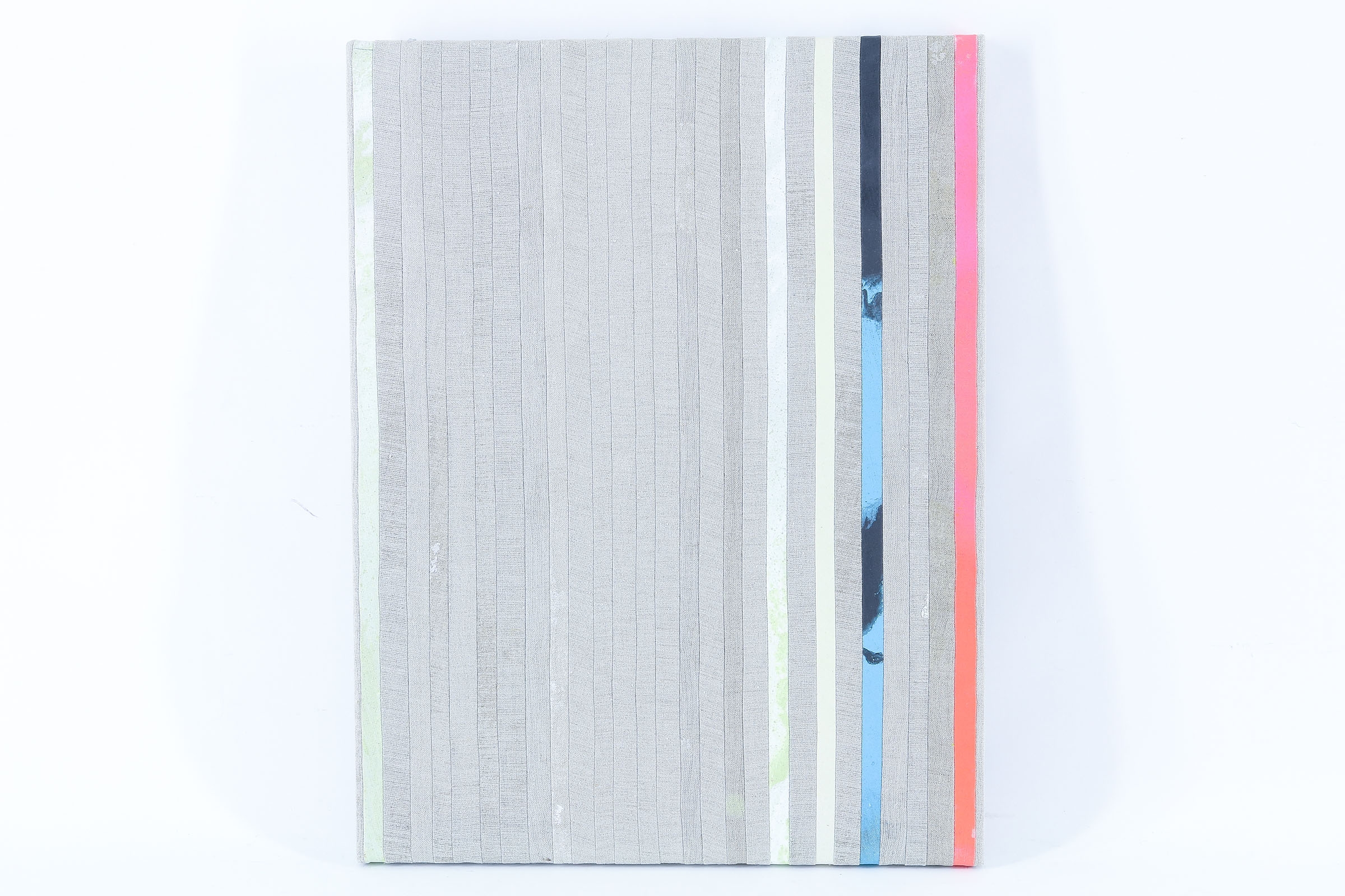 Artwork by Sven-Ole Frahm, Composition of painted and stitched narrow jute lines, Made of Canvas