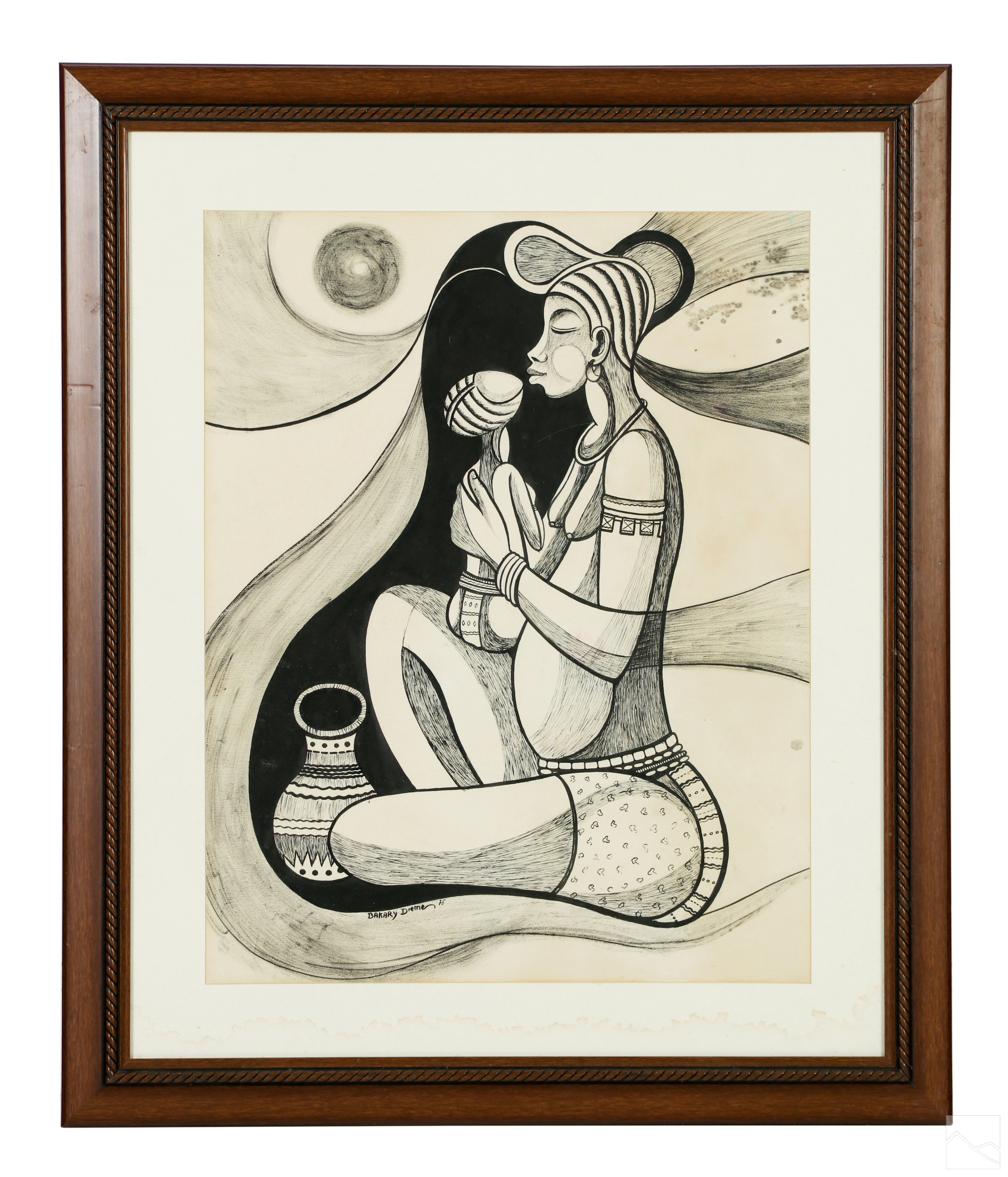 Bakary Diémé | Bacary Dieme b.1949 Modern African Figural Drawing (1960 ...