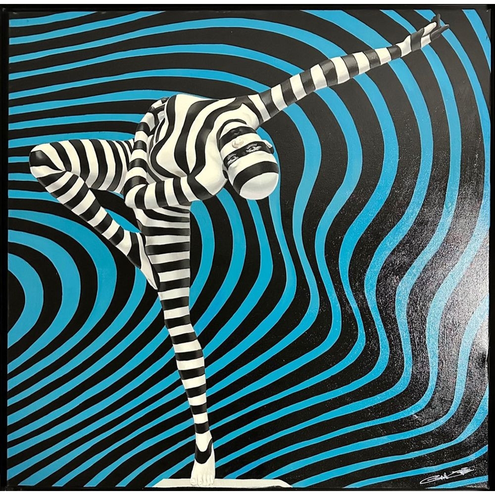 Jack Gage GAGE Jack (1946 )Huile sur toileDANSEUSE ZEBREESignée en