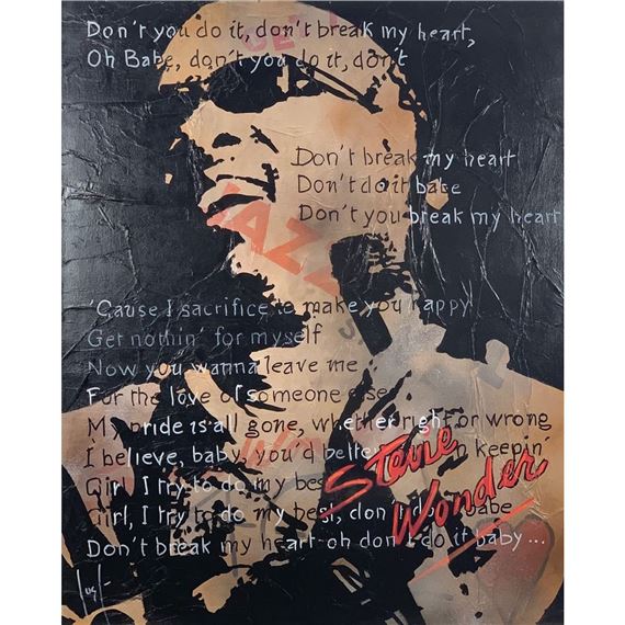 LUST Céline (1978- )Huile sur toile"STEVIE WONDER"Signée en bas à droite.Format : 100 x 81 cm.Réf au dos :97008 by Céline Lust