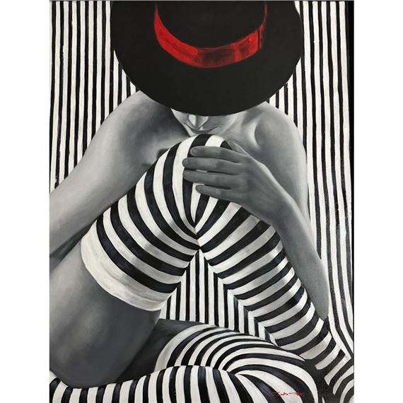 Gage Jack GAGE Jack (1946 )Huile sur toileCHAPEAU AU RUBAN