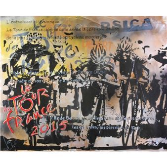 LUST Céline (1978- )Huile sur toile"TOUR DE FRANCE"Signée en bas à gauche.Format : 81 x 100 cm.Réf au dos :81099 - Céline Lust