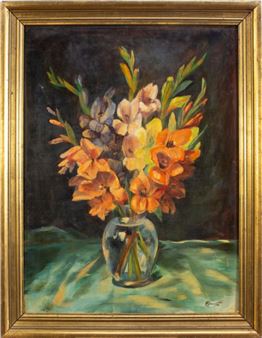 Gladiolen in VaseÖl/ Malpappe - Josef Faber