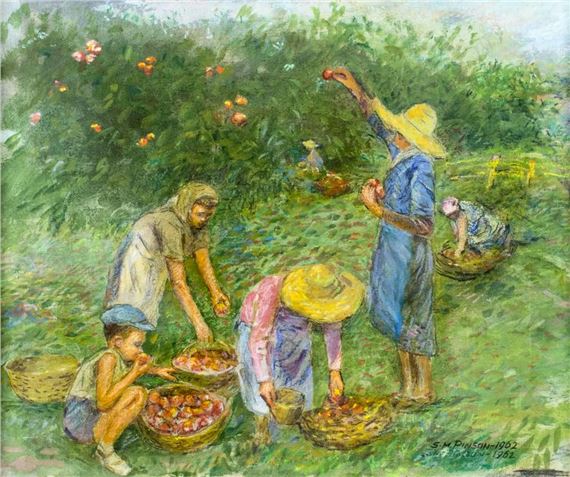 Country Scene - Apple Pickers by Solomon M. Pinson, 1962