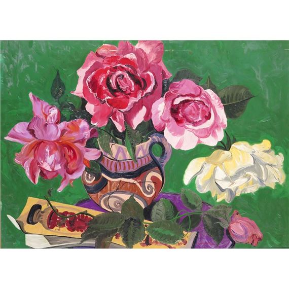 Stanley Reginald Wilson | English Roses in an Indian Mimbres bowl ...