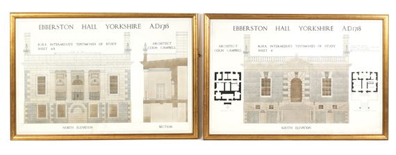 Colen Campbell | A PAIR OF 19TH CENTURY ARCHITECTS WATERCOLOUR DRAWINGS ...