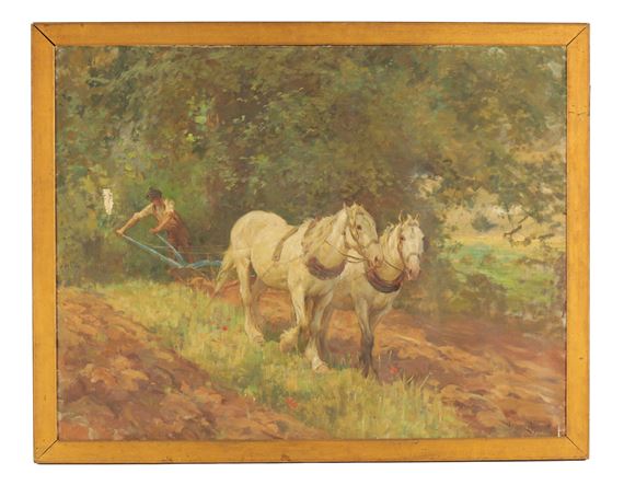 Horses ploughin by Arthur Lemon