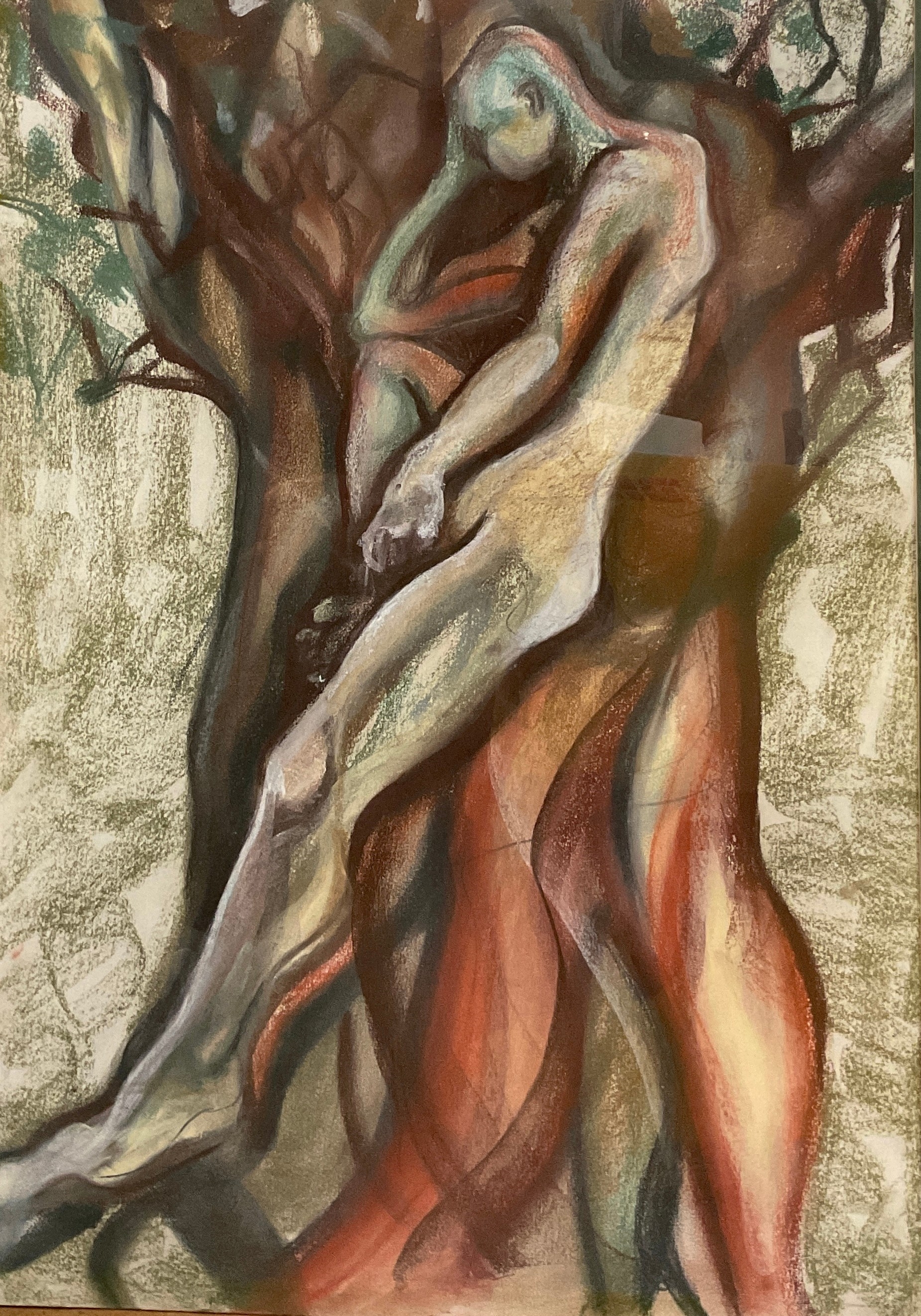 Artwork by Amanda Lynn, Tree Thoughts label to verso,, Made of pastel