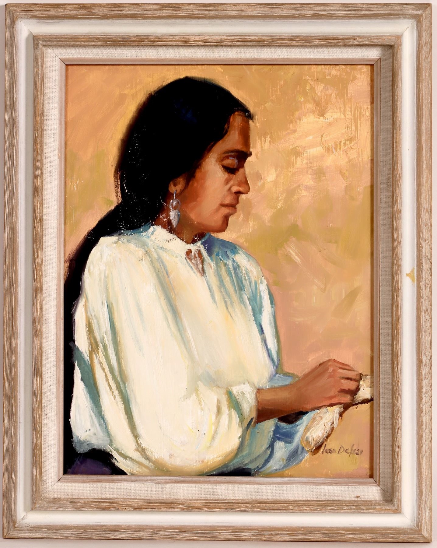 Artwork by Lesa Delisi, Sorting Wool Painting by lesa Delisi, Made of Wool acrylic painting