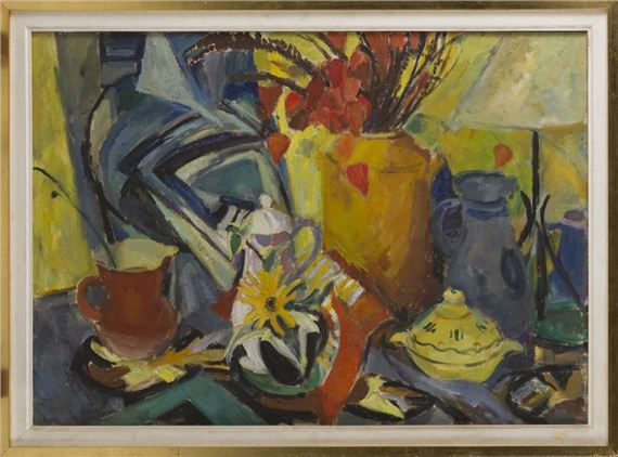 Composition with a bouquet Oil on canvas by Mildred Bendall