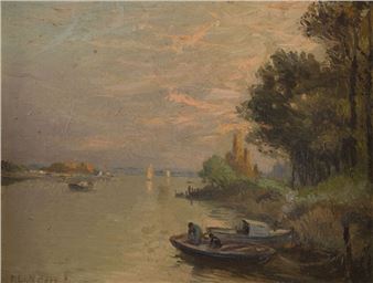 Pierre-Louis CAZAUBON (1873-1950) The Garonne at Brienne Oil on cardboard signed lower left. 27 x 35 cm. - Pierre-Louis Cazaubon