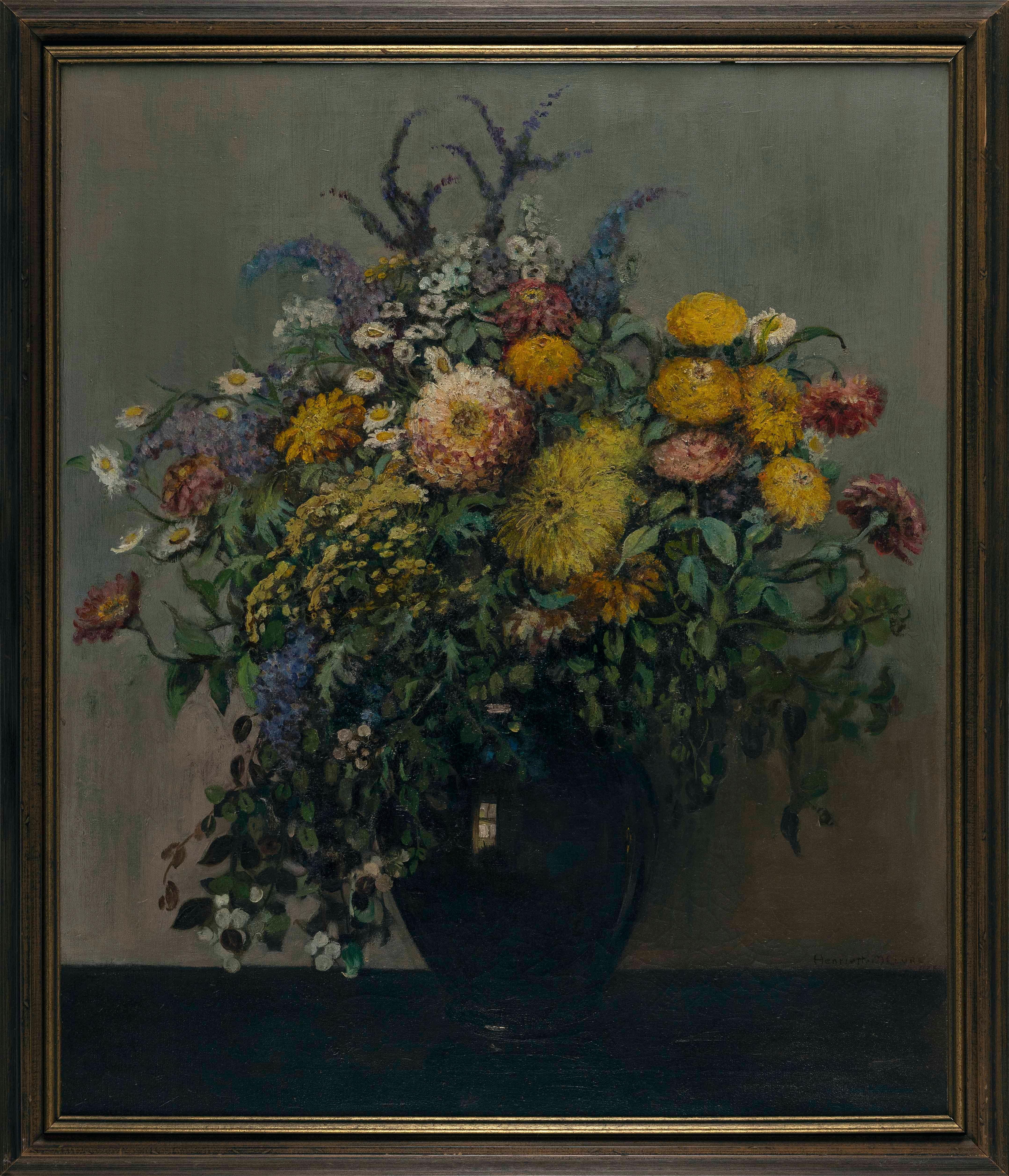 Artwork by Henriette Mcclure, Still life of a vase of flowers., Made of Oil on canvas