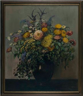 Still life of a vase of flowers. - Henriette Mcclure