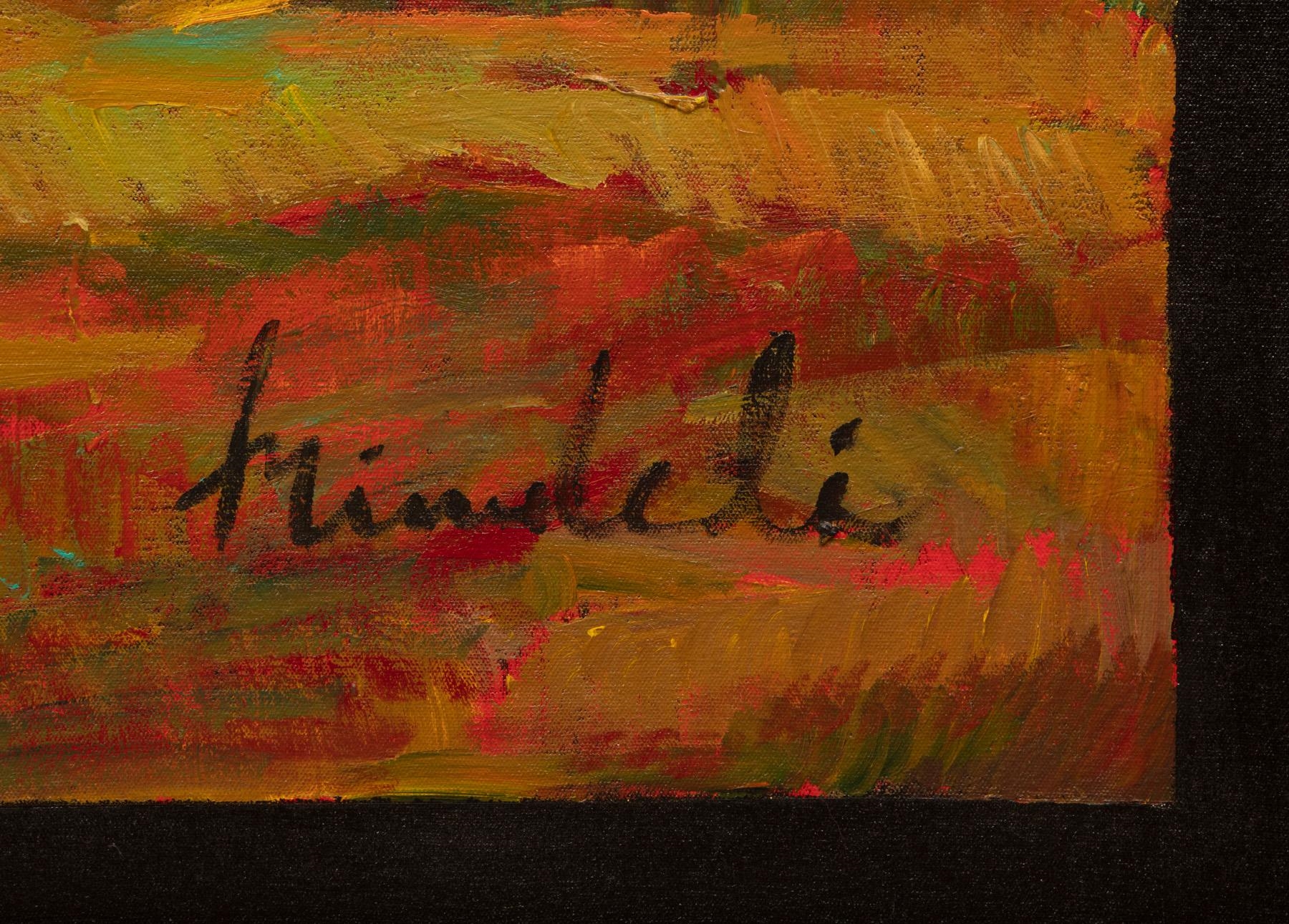 Artwork by Marc Mindeli, Landscape with Red Sky, Made of oil on unstretched canvas