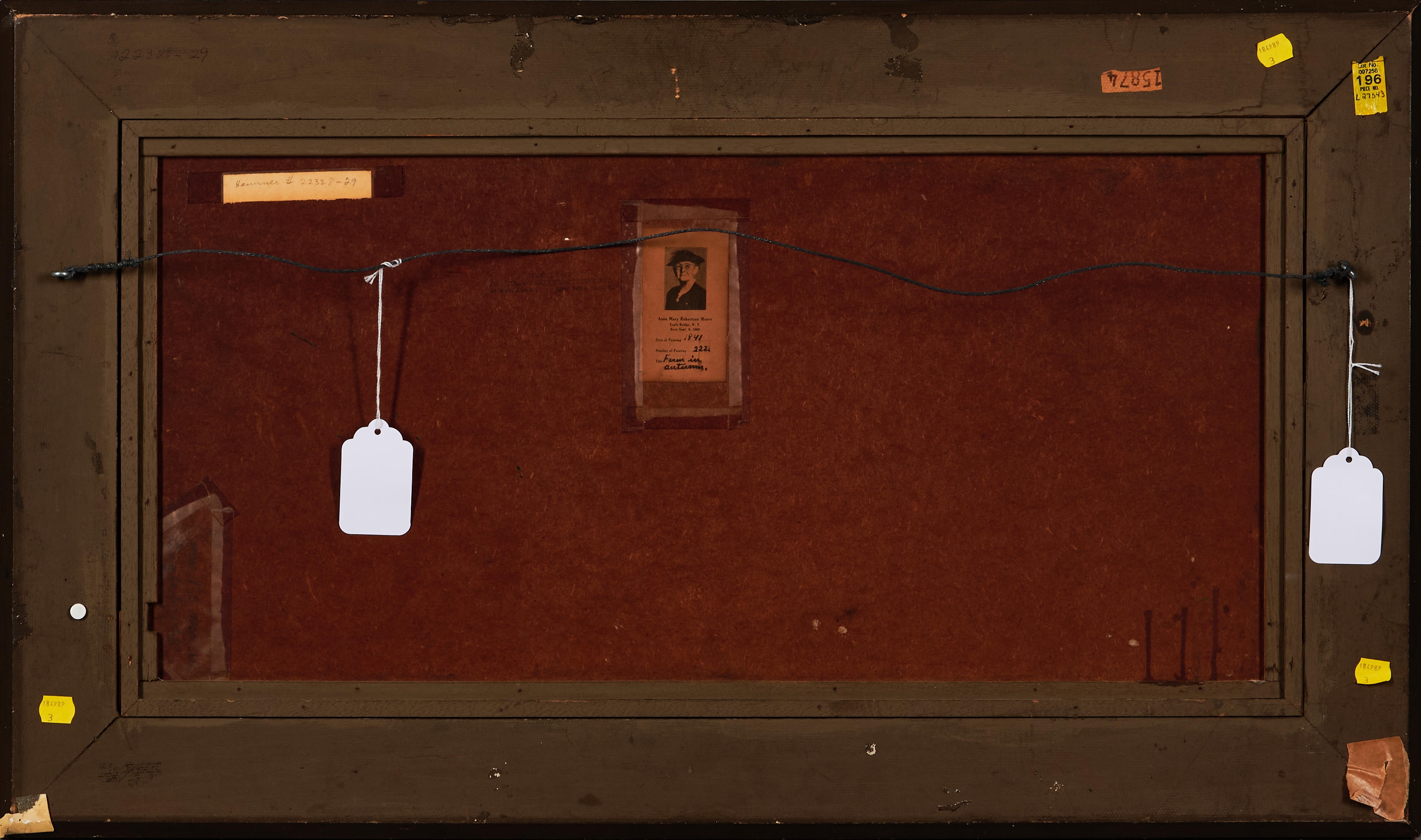 Artwork by Grandma Moses, Farm in Autumn, Made of oil on Masonite