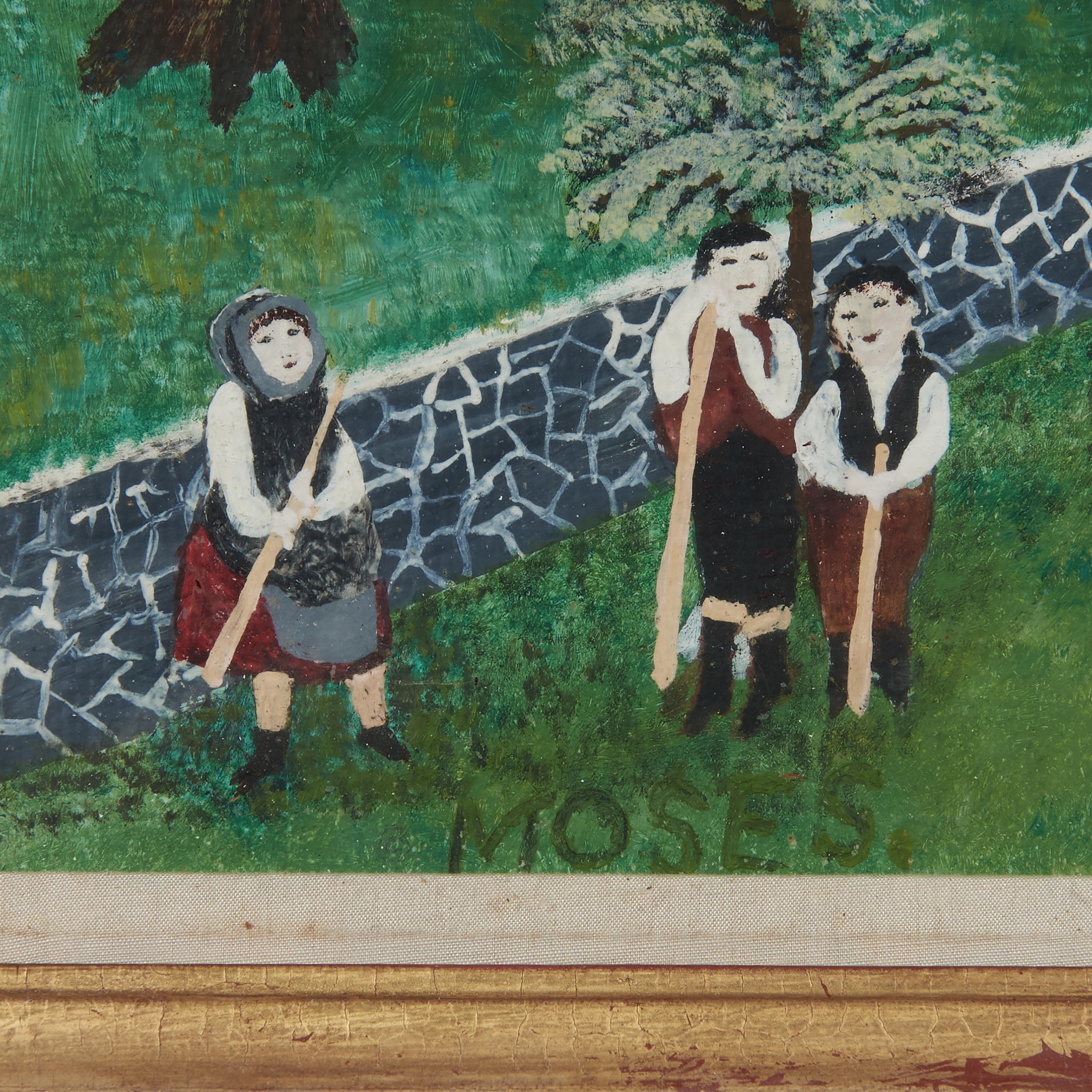 Artwork by Grandma Moses, Farm in Autumn, Made of oil on Masonite