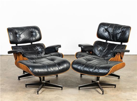 2 SETS OF EAMES 670, 671 LOUNGE CHAIRS W OTTOMANS by Herman Miller